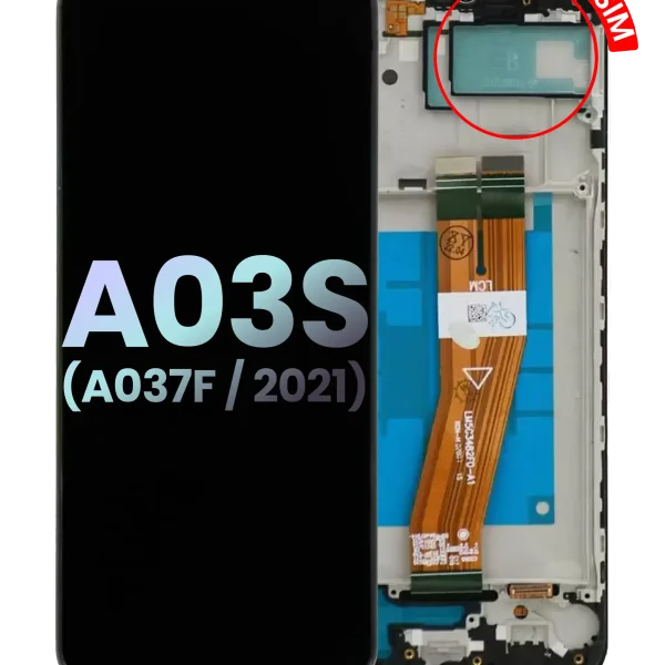 Samsung Galaxy A03 s İle Uyumlu İçin Çerçeveli ekran (A037F 2021) (Çift Sim) (Tip C Çerçeve) (Servis Paketi) (Tüm Renkler)  LCD Ekranı Uyumlu