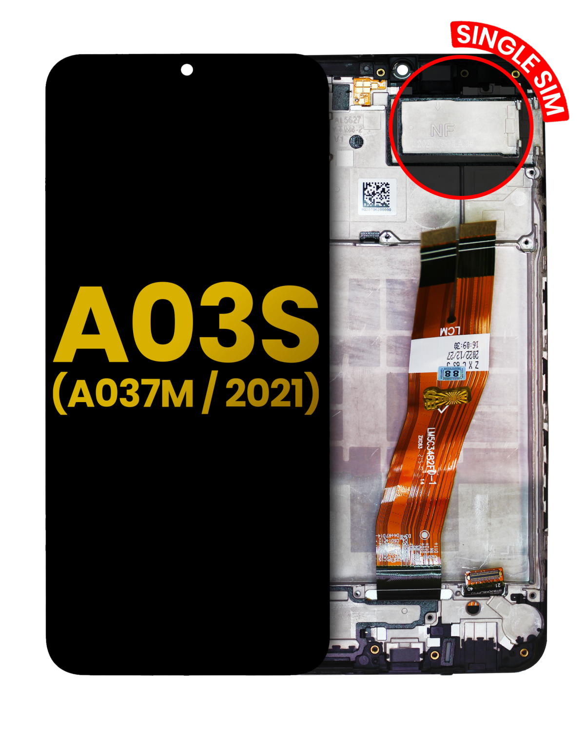 Samsung Galaxy A03 s İle Uyumlu İçin Çerçeveli ekran (A037F A037G 2021) (Tek Sim) (C Tipi Çerçeve) Orijinal (Tüm Renkler)  LCD Ekranı - Görsel 5