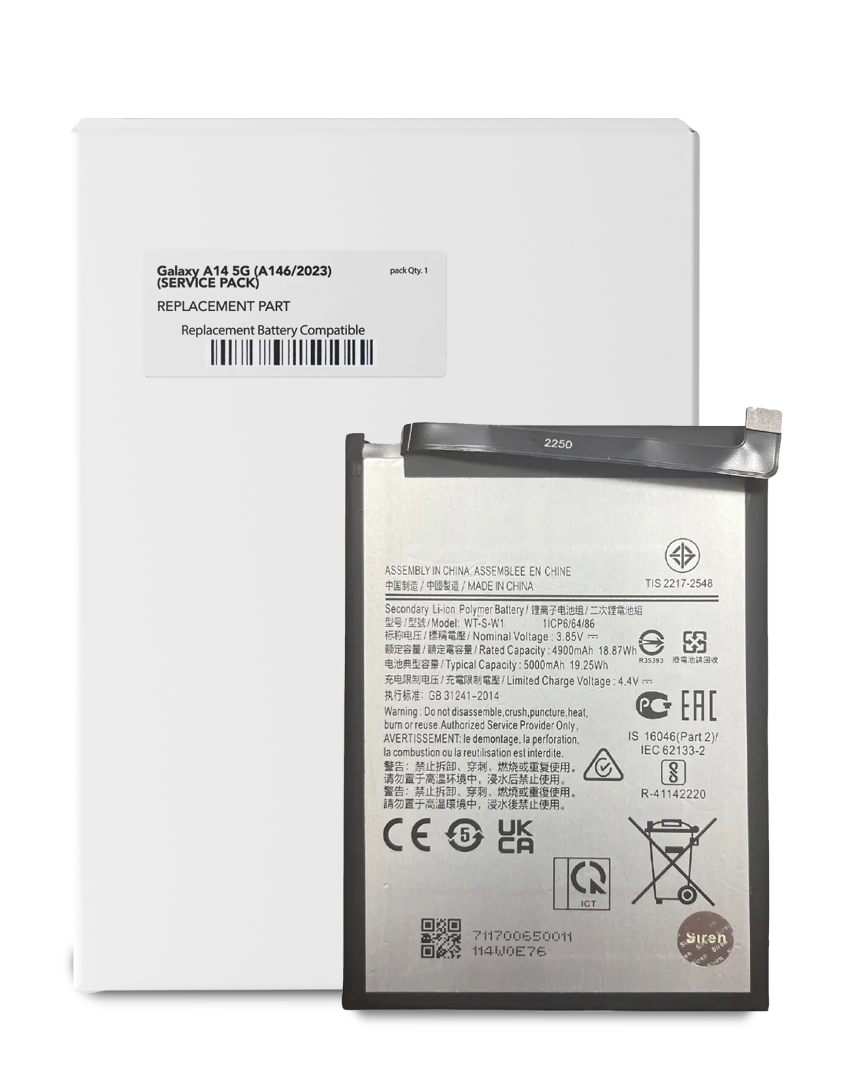 Samsung Galaxy A04E İle Uyumlu Batarya Pil (A045 2022) A04E (A042 2022) A14 (A145 2023) A14 5G (A146U A146P A146V A146W 2023) (WT-S-W1) (Servis Paketi)