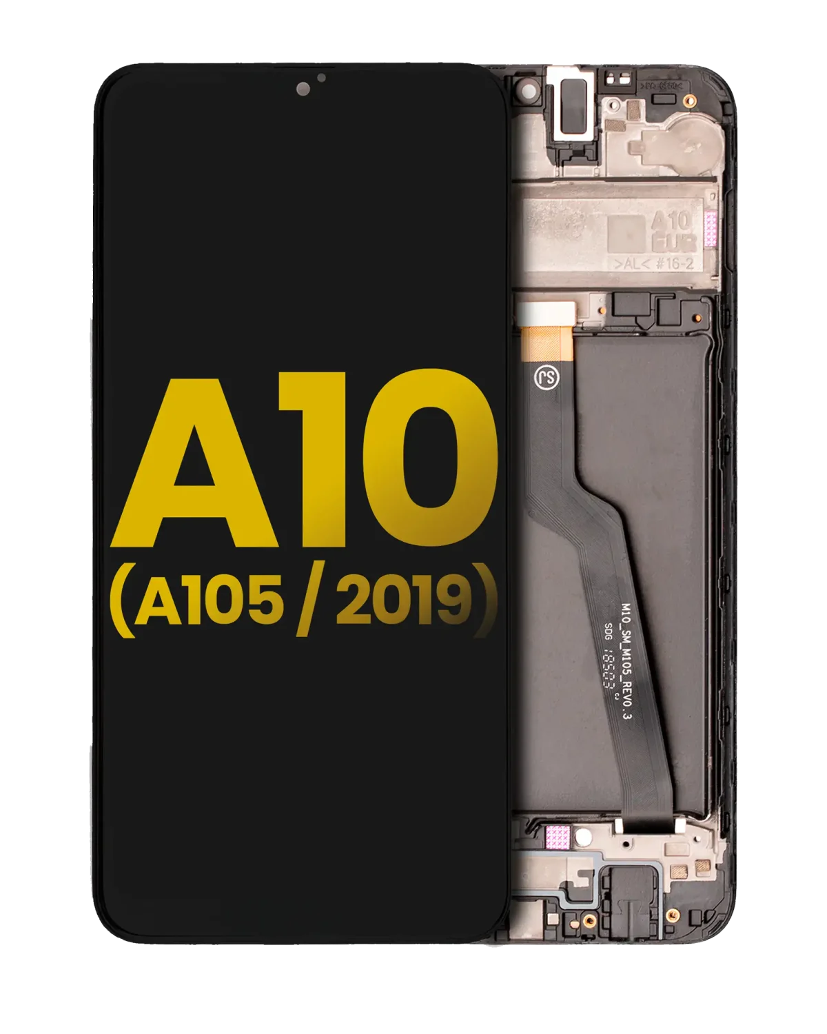 Samsung Galaxy A10 İle Uyumlu İçin Çerçeveli ekran (A105 2019) (Uluslararası Çift Sim Versiyonu) Orijinal (Siyah)  LCD Ekranı