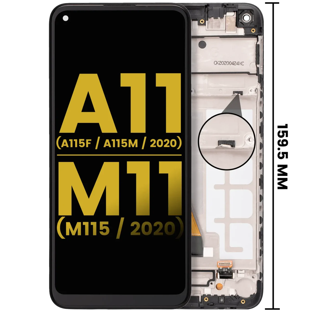 Samsung Galaxy A11 İle Uyumlu  Çerçeveli ekran LCD Ekranı A Plus Kalite (A115F/ A115M 2020) M11 (M115 /2020) (Uluslararası Sürüm) (Tüm Renkler - Görsel 3