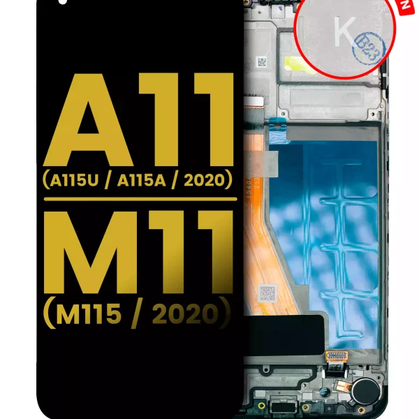 Samsung Galaxy A11 İle Uyumlu Çerçeveli ekran LCD Ekranı (A115U A115A 2020) M11 (M115 2020) (ABD Sürümü) Orijinal (Tüm Renkler)