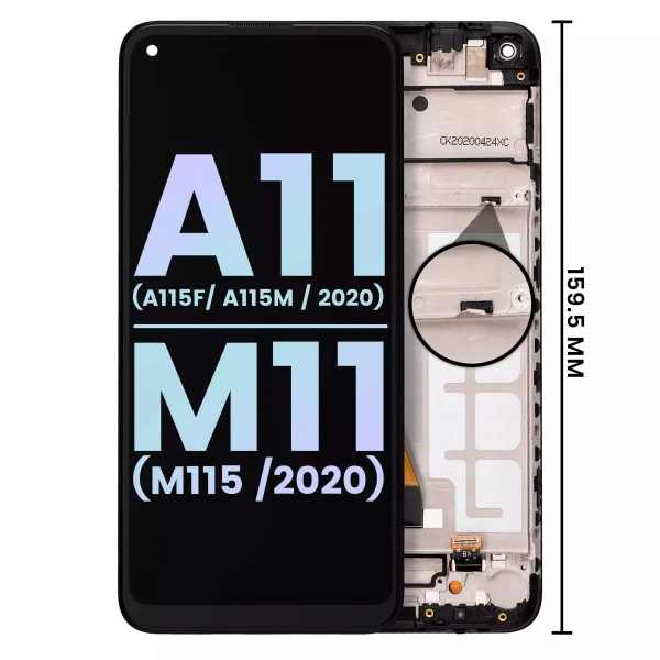 Samsung Galaxy A11 İle Uyumlu İçin Çerçeveli ekran (A115F A115M 2020) M11 (M115 2020) (Uluslararası Sürüm) (Servis Paketi) (Tüm renkler
