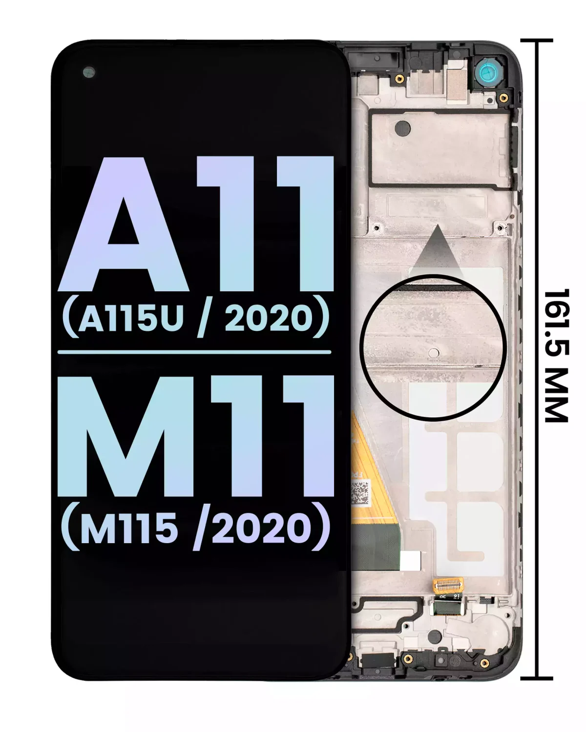 Samsung Galaxy A11 İle Uyumlu İçin Çerçeveli ekran (A115U 2020) M11 (M115 /2020) (ABD Sürümü) (Servis Paketi) (Tüm Renkler)