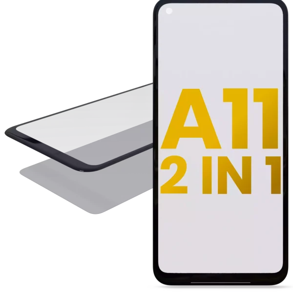 Samsung Galaxy A11 İle Uyumlu İçin OCA (ABD Sürümü) (A115 2020)  Uyumlu 2'si 1 Arada Ön Cam