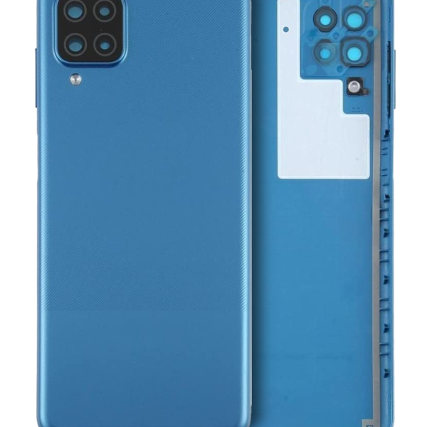 Samsung Galaxy A12 Nacho İle Uyumlu Arka Kapak Camı Kamera Lensiyle Uyumlu (A127 2021) (Servis Paketi) (Mavi)