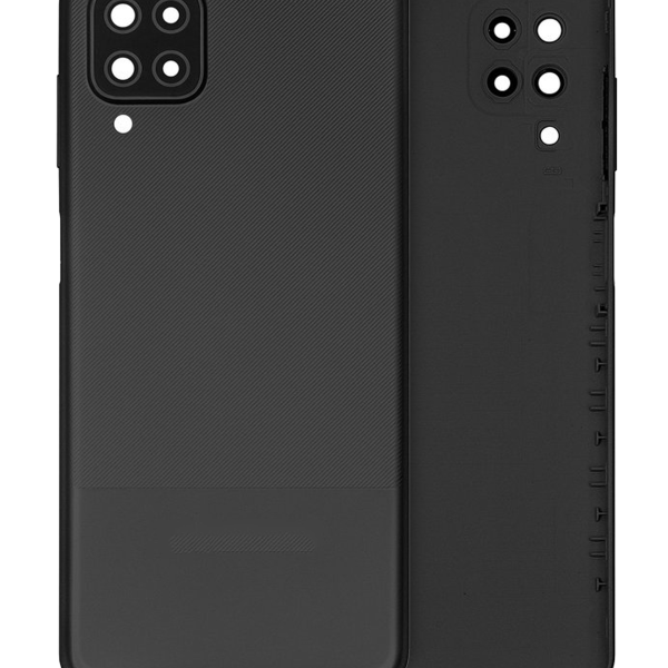 Samsung Galaxy A12 Nacho İle Uyumlu Arka Kapak Camı Kamera Lensiyle Uyumlu (A127 2021) (Servis Paketi) (Siyah)