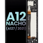 Samsung Galaxy A12 Nacho İle Uyumlu İçin Çerçeveli ekran (A127 2021) (Servis Paketi) (Siyah)  LCD Ekranı