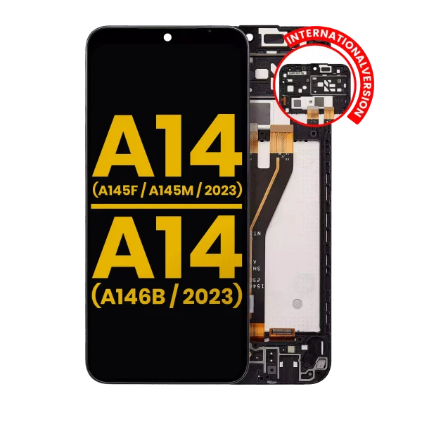 Samsung Galaxy A14 4G İle Uyumlu (A145F A145M 2023) A14 5G (A146B 2023) (Uluslararası Sürüm) Orijinal (Tüm Renkler) Çerçeveli ekran LCD Ekranı