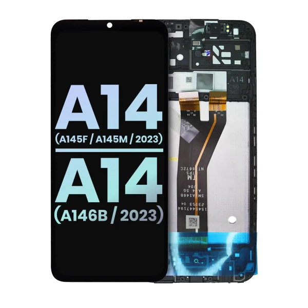 Samsung Galaxy A14 4G İle Uyumlu Çerçeveli ekran LCD Ekranı A Kalite 145F A145M 2023) A14 5G (A146B 2023) (Uluslararası Sürüm) (Servis Paketi) (Tüm Renkler)