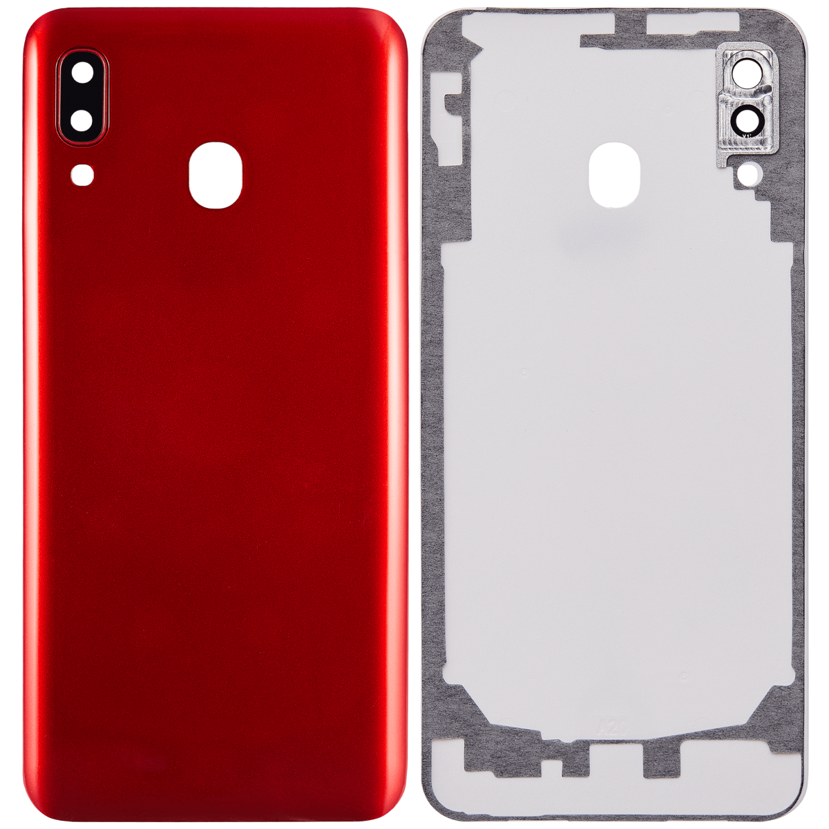 Samsung Galaxy A20 Arka İle Uyumlu Kapak Cam Kamera Lensli (A205 2019) (Aftermarket Plus) (Kırmızı) - Görsel 2