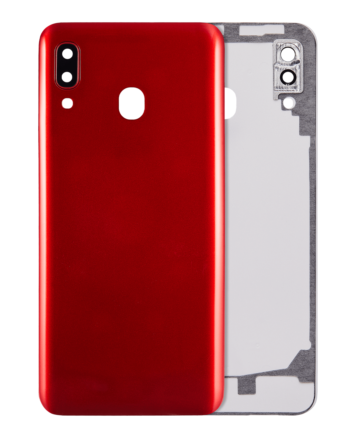Samsung Galaxy A20 Arka İle Uyumlu Kapak Cam Kamera Lensli (A205 2019) (Aftermarket Plus) (Kırmızı)