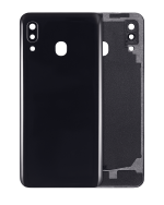 Samsung Galaxy A20 Arka İle Uyumlu Kapak Camı Kamera Lensiyle Uyumlu (A205 2019) (Aftermarket Plus) (Siyah)