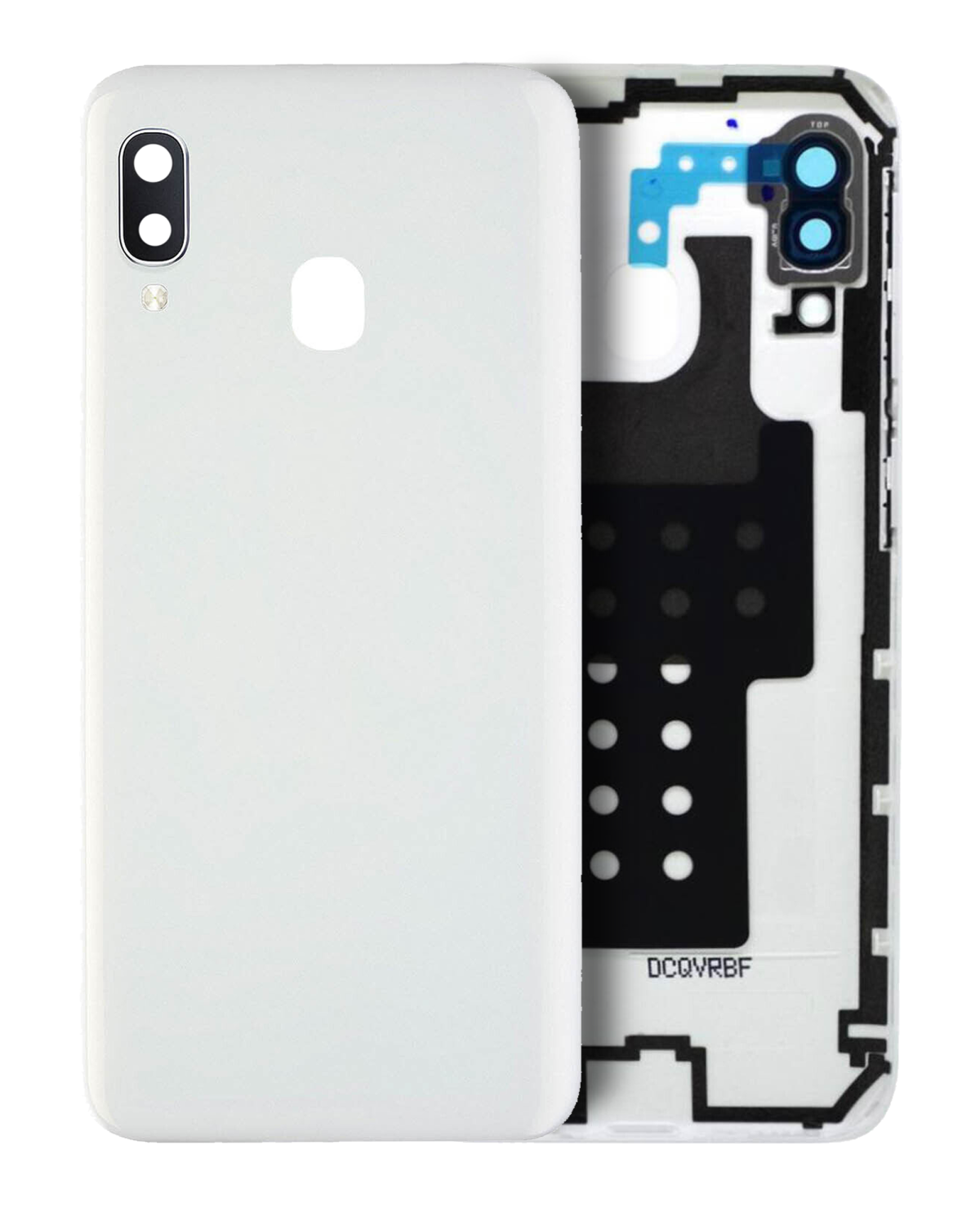 Samsung Galaxy A20 Arka İle Uyumlu Kapak Camı Kamera Lensiyle Uyumlu E (A202 2019) (Servis Paketi) (Beyaz)