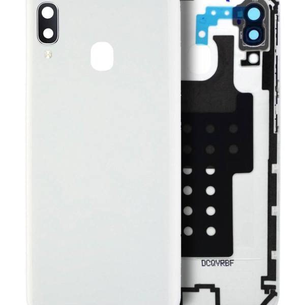 Samsung Galaxy A20 Arka İle Uyumlu Kapak Camı Kamera Lensiyle Uyumlu E (A202 2019) (Servis Paketi) (Beyaz)