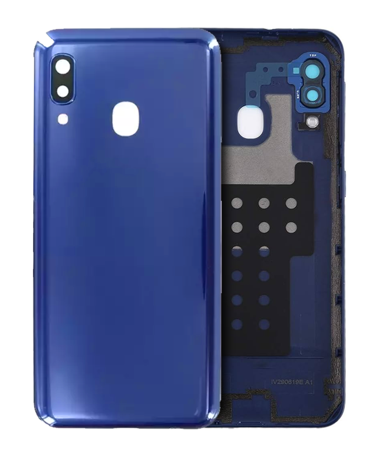 Samsung Galaxy A20 Arka İle Uyumlu Kapak Camı Kamera Lensiyle Uyumlu E (A202 2019) (Servis Paketi) (Mavi)