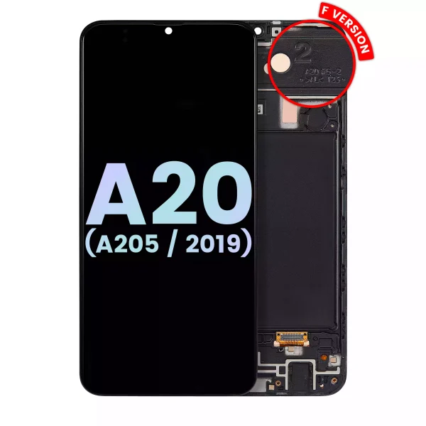 Samsung Galaxy A20 İle Uyumlu (A205 2019) (F Sürümü) (Servis Paketi) (Tüm Renkler) Çerçeveli ekran Orijinal Ekranı