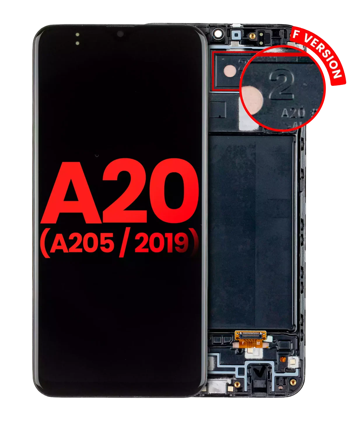 Samsung Galaxy A20 İle Uyumlu (A205 2019) (F Sürümü) (Tüm Renkler) Çerçeveli ekran Orijinal Ekranı