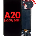 Samsung Galaxy A20 İle Uyumlu (A205 2019) (F Sürümü) (Tüm Renkler) Çerçeveli ekran Orijinal Ekranı