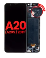 Samsung Galaxy A20 İle Uyumlu (A205 2019) (F Sürümü) (Tüm Renkler) Çerçeveli ekran Orijinal Ekranı