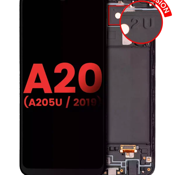 Samsung Galaxy A20 İle Uyumlu Çerçeveli ekran Orijinal Ekranı (A205U 2019) (U Sürümü) (Aftermarket Plus) (Tüm Renkler)