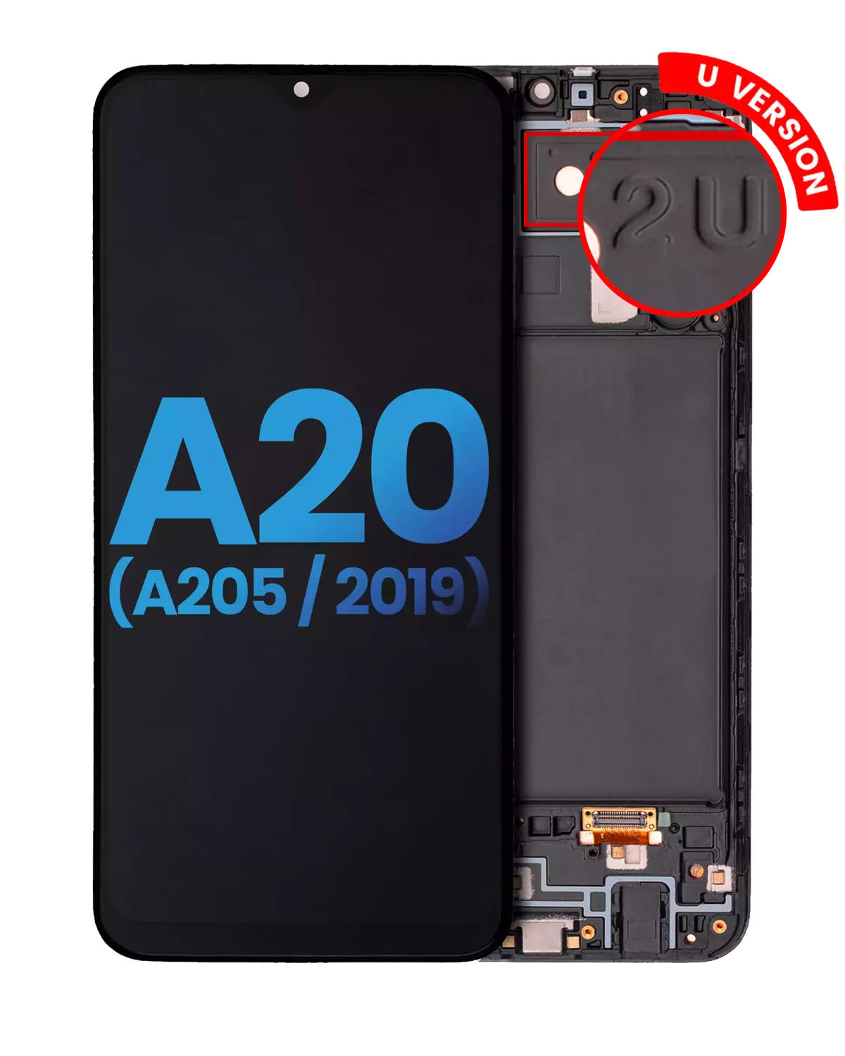 Samsung Galaxy A20 İle Uyumlu İçin Çerçeveli ekran (A205 2019) (U Sürümü) (Yan Pazar: Incell) (Tüm Renkler)  LCD Ekranı