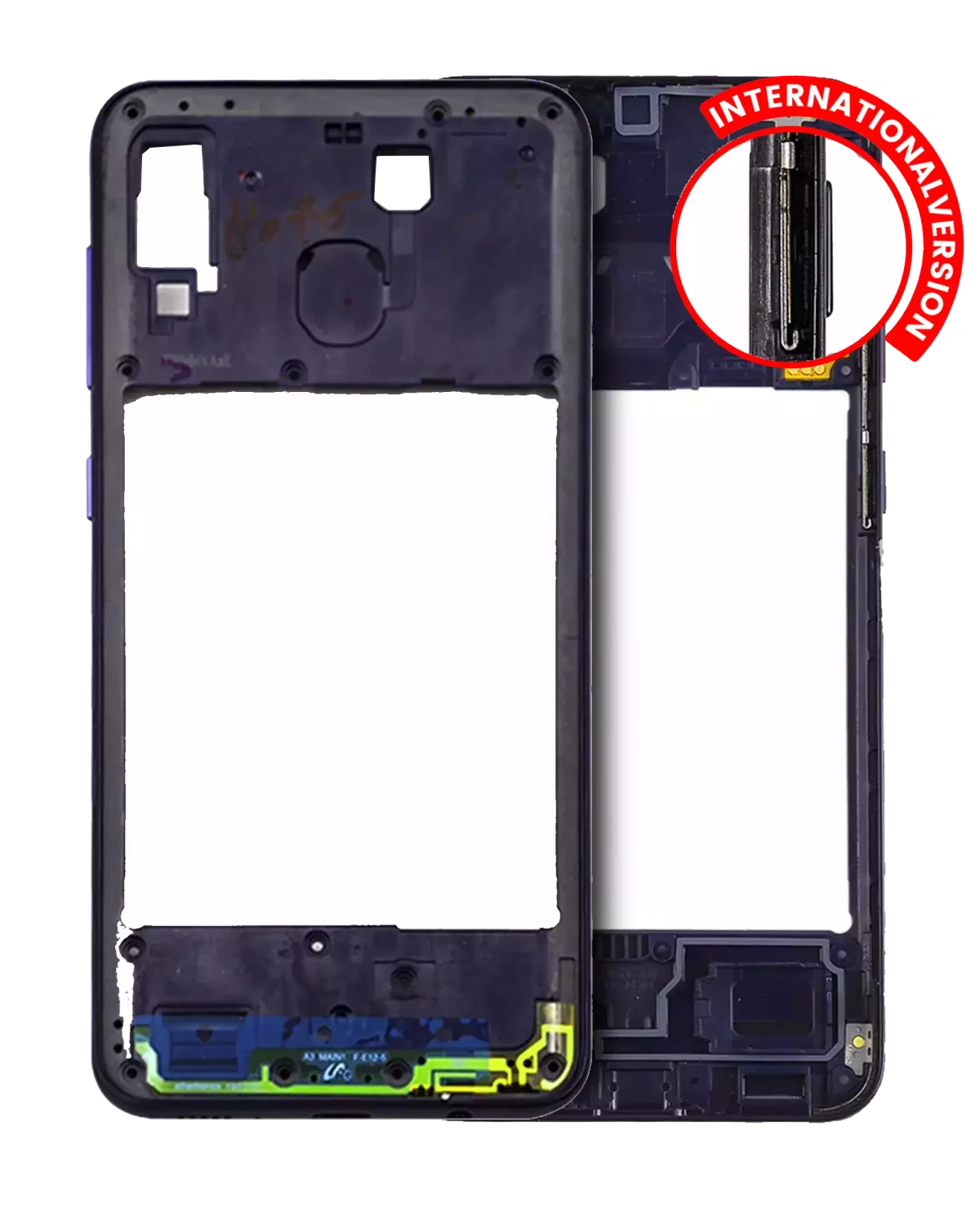 Samsung Galaxy A20 İle Uyumlu  Orta Çerçeve Kasası (A205 2019) (Uluslararası Sürüm) (Derin Mavi)