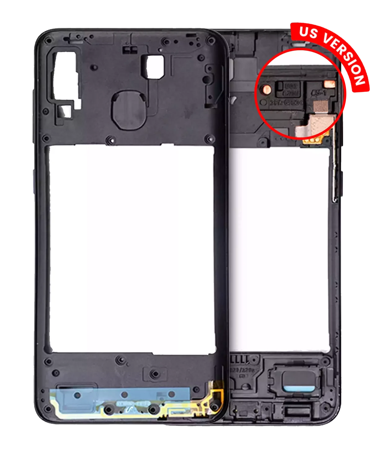 Samsung Galaxy A20 Orta İle Uyumlu Çerçeve Muhafazası (A205 2019) (ABD Sürümü) (Siyah)