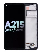 Samsung Galaxy A21 s İle Uyumlu İçin Çerçeveli ekran (A217 2020) (Service Pack) (Siyah)  LCD Ekranı