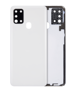 Samsung Galaxy A21s Arka İle Uyumlu Kapak Cam Kamera Lensli S (A217 2020) (Aftermarket Plus) (Beyaz)