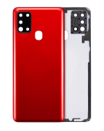 Samsung Galaxy A21s Arka İle Uyumlu Kapak Cam Kamera Lensli S (A217 2020) (Aftermarket Plus) (Kırmızı)