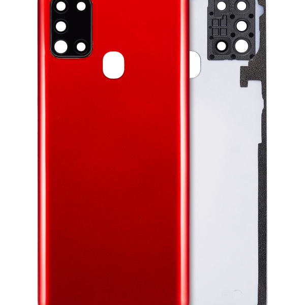 Samsung Galaxy A21s Arka İle Uyumlu Kapak Cam Kamera Lensli S (A217 2020) (Aftermarket Plus) (Kırmızı)