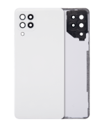 Samsung Galaxy A22 4G İle Uyumlu Arka Kapak Cam Kamera Lensli (A225 2021) (Aftermarket Plus) (Beyaz)