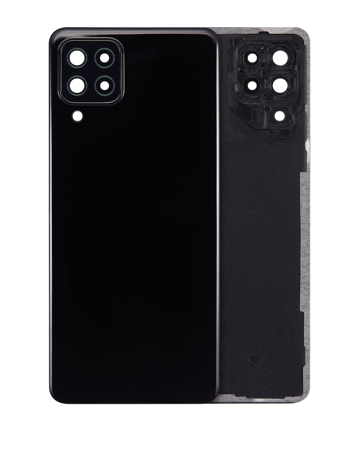 Samsung Galaxy A22 4G İle Uyumlu Arka Kapak Cam Kamera Lensli (A225 2021) (Aftermarket Plus) (Siyah)