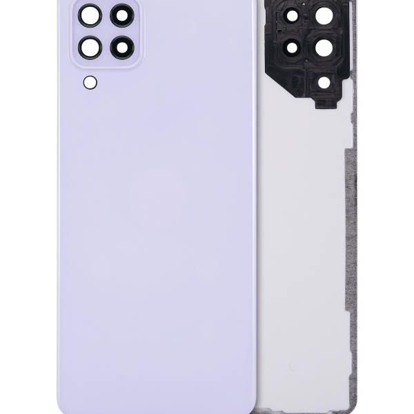 Samsung Galaxy A22 4G İle Uyumlu Arka Kapak Camı Kamera Lensiyle Uyumlu (A225 2021) (Servis Paketi) (Menekşe)