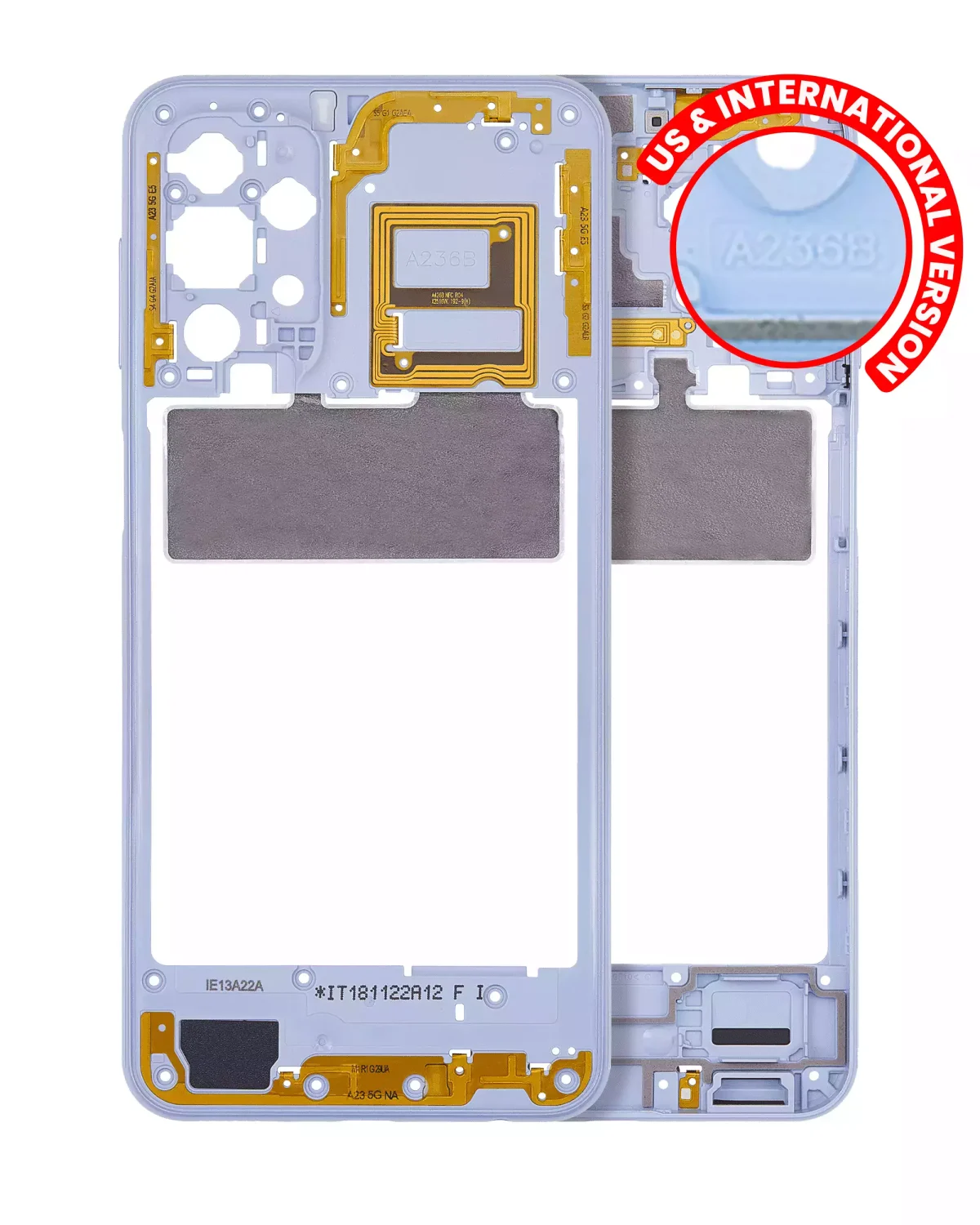 Samsung Galaxy A23 5G İle Uyumlu  Orta Çerçeve Kasası (A236U A236B 2022) - (Mavi)