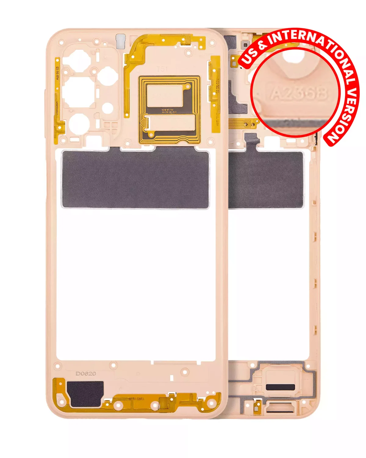 Samsung Galaxy A23 5G İle Uyumlu  Orta Çerçeve Kasası (A236U A236B 2022) - (Şeftali)
