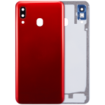 Samsung Galaxy A30 Arka İle Uyumlu Kapak Cam Kamera Lensli (A305 2019) (Aftermarket Plus) (Kırmızı)
