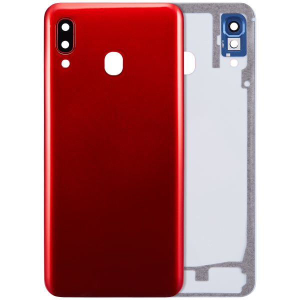 Samsung Galaxy A30 Arka İle Uyumlu Kapak Cam Kamera Lensli (A305 2019) (Aftermarket Plus) (Kırmızı)
