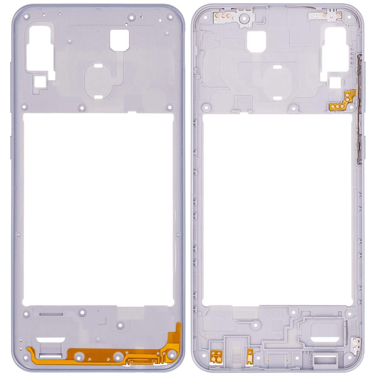 Samsung Galaxy A30 İle Uyumlu  Orta Çerçeve Kasası (A305 2019) (Aftermarket Plus) (Beyaz) - Görsel 2