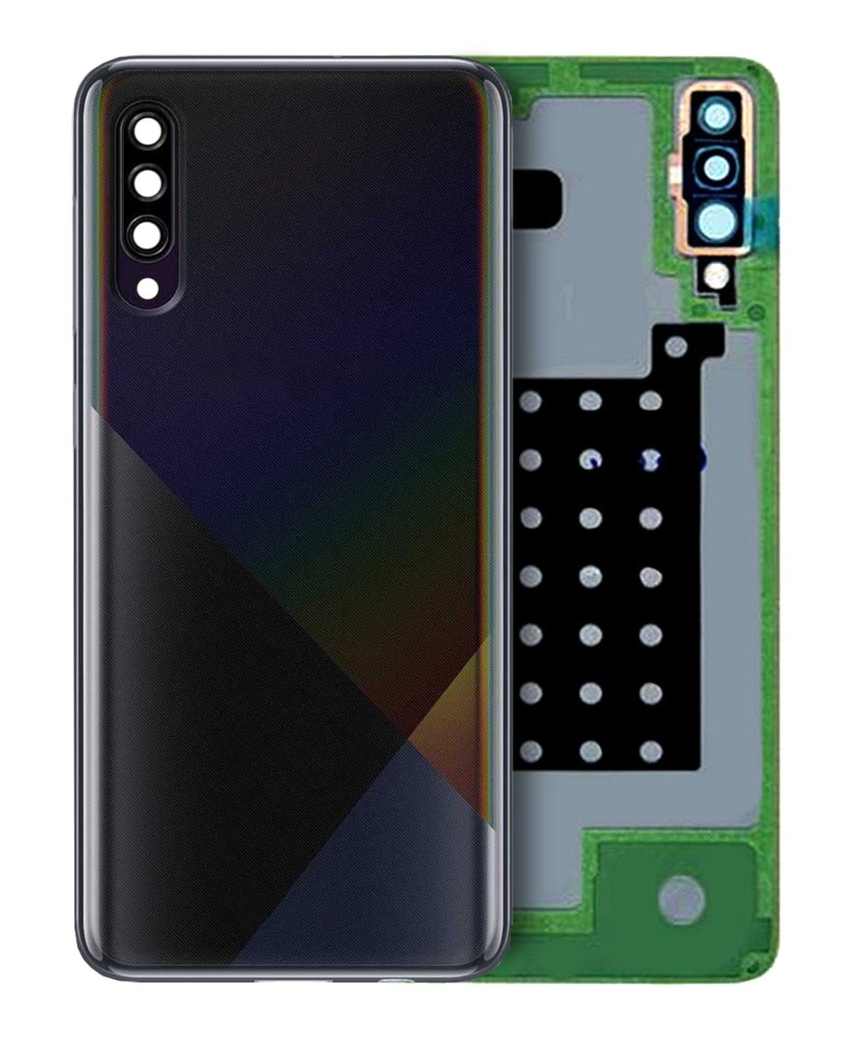 Samsung Galaxy A30s Arka İle Uyumlu Kapak Camı Kamera Lensiyle Uyumlu S (A307 2019) (Servis Paketi) (Siyah)