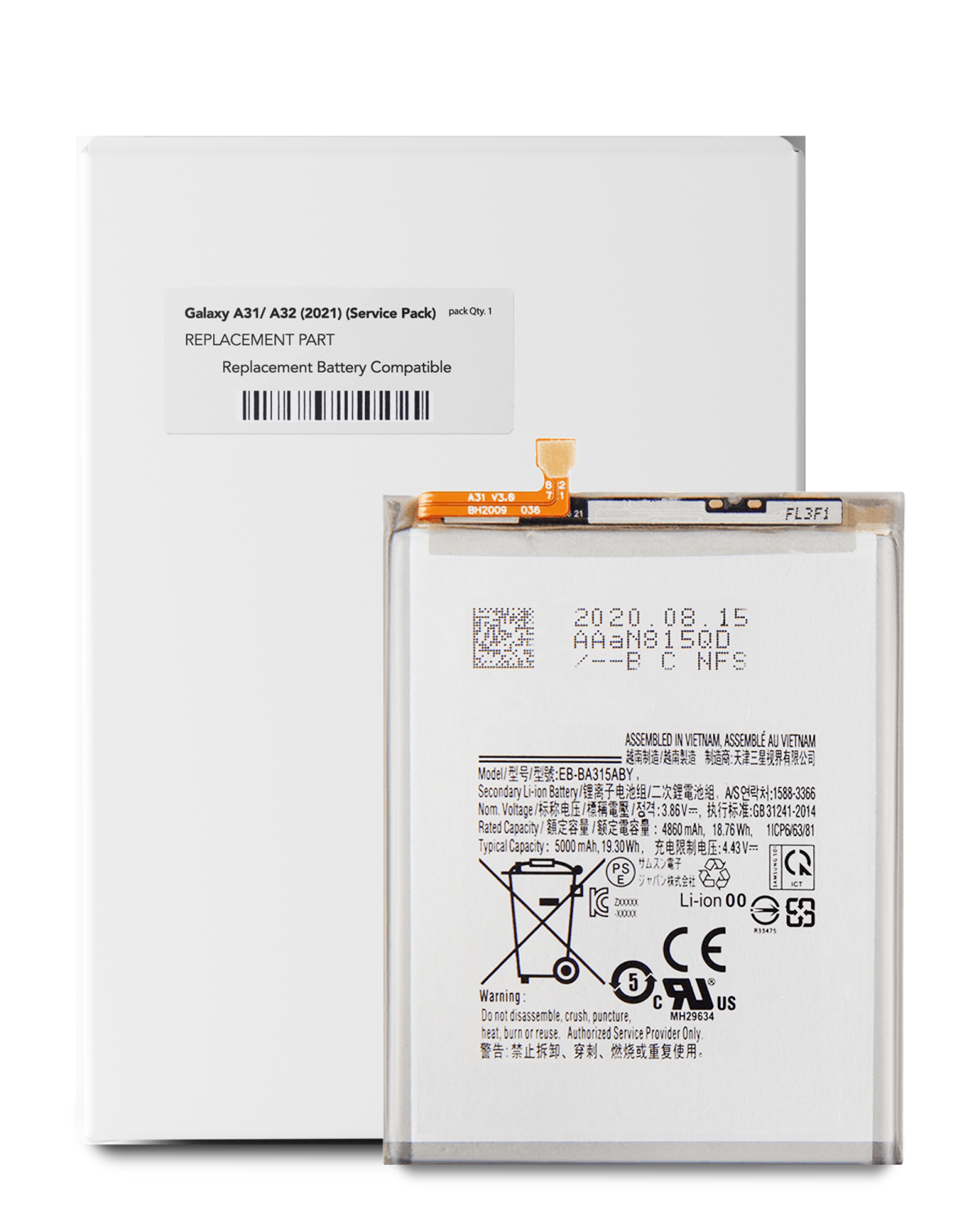 Samsung Galaxy A31 İle Uyumlu Batarya Pil (A315 2020) A32 (A325 2021) A22 4G (A225 2021) (EB-BA315ABY) (Servis Paketi)