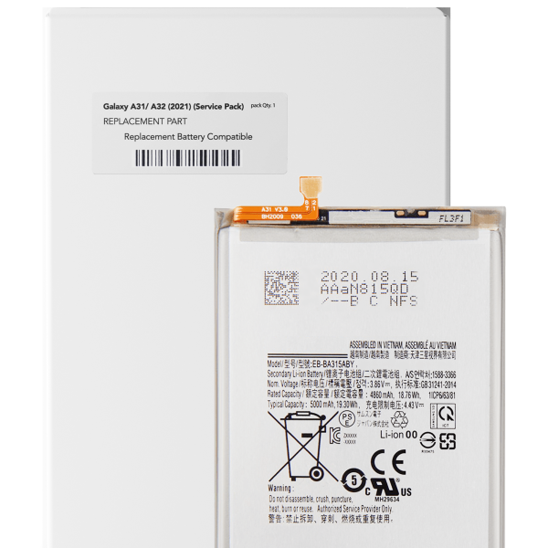 Samsung Galaxy A31 İle Uyumlu Batarya Pil (A315 2020) A32 (A325 2021) A22 4G (A225 2021) (EB-BA315ABY) (Servis Paketi)