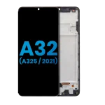 Samsung Galaxy A32 4G İle Uyumlu Çerçeveli ekran LCD Ekranı (Parmak İzi Sensörü Olmadan) (A325 2021) (Yan Sanayi: Incell) (Harika Siyah)