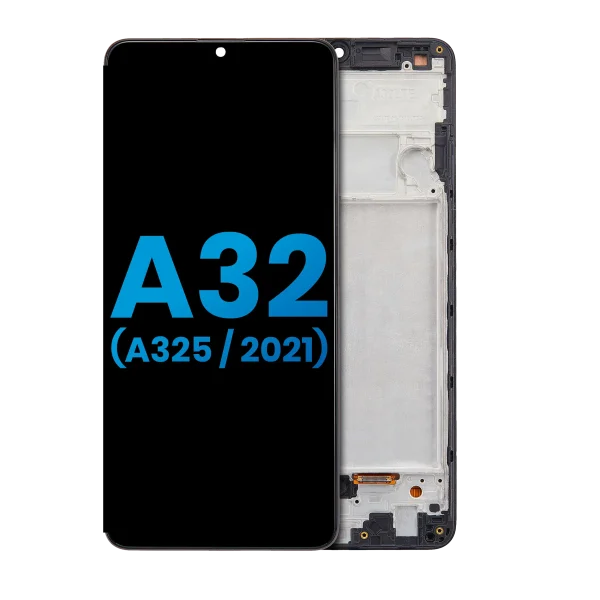 Samsung Galaxy A32 4G İle Uyumlu Çerçeveli ekran LCD Ekranı (Parmak İzi Sensörü Olmadan) (A325 2021) (Yan Sanayi: Incell) (Harika Siyah)
