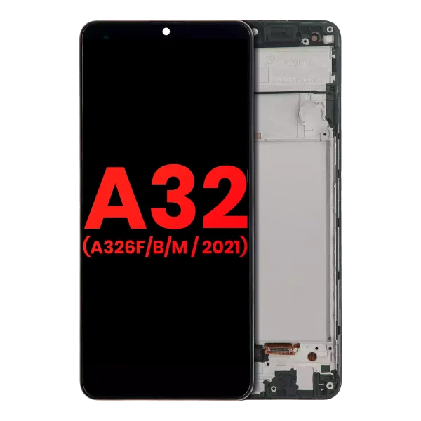Samsung Galaxy A32 4G İle Uyumlu İçin Çerçeveli ekran (A325 2021) (Aftermarket Plus) (Harika Siyah)