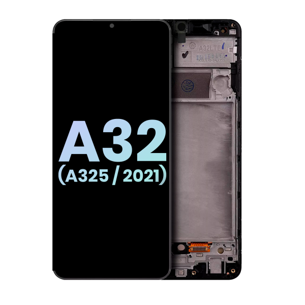 Samsung Galaxy A32 4G İle Uyumlu İçin Çerçeveli ekran (A325 2021) (Servis Paketi) (Harika Siyah)  LCD Ekranı
