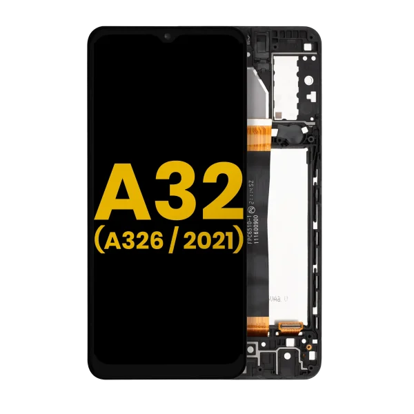 Samsung Galaxy A32 5G İle Uyumlu İçin Çerçeveli ekran (A326 2021) (Tüm Modeller) Orijinal (Harika Siyah)  LCD Ekranı