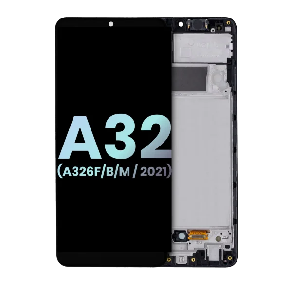 Samsung Galaxy A32 5G İle Uyumlu İçin Çerçeveli ekran (A326F/B/M/2021) (Uluslararası Çift Sim Modeli) (Servis Paketi) (Harika Siyah)  LCD Ekranı