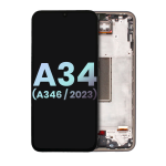 Samsung Galaxy A34 5G İle Uyumlu (A346 2023) (Servis Paketi) (Grafit) Çerçeveli ekran Orijinal Ekranı